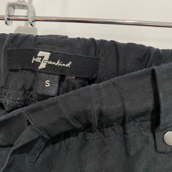 7 For All Mankind Black Silk Cropped Cargo Jogger Pant - Picture 3 of 8